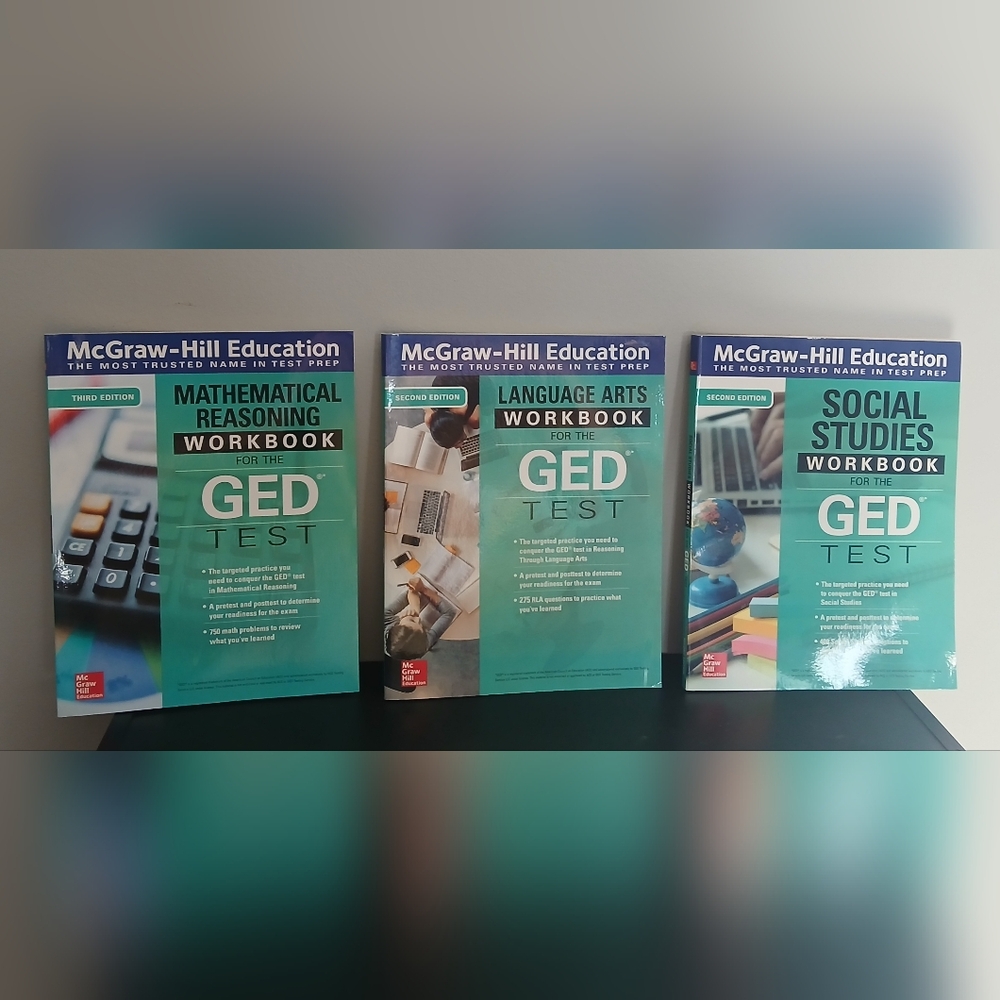 NWT McGraw-Hill Education GED Test Prep Workbooks